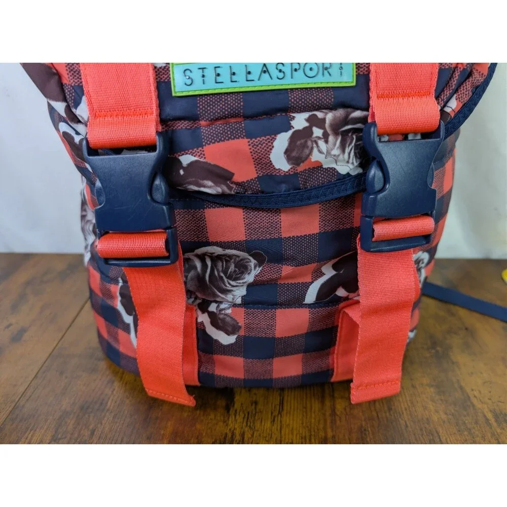 Adidas Stellasport Stella McCartney Backpack Floral Plaid Gingham Check EUC